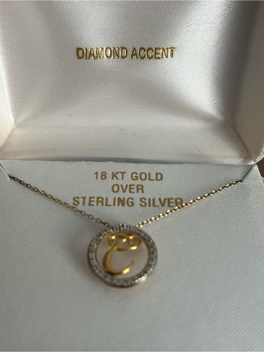 18K Gold Over Sterling Silver P Initial Diamond Accent Necklace